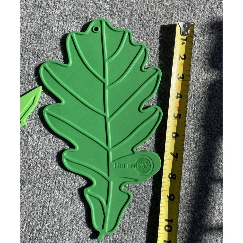 Pair BRAND NEW Green Pan Silicone Green Leaf Trivets Tropical Nature - Picture 8 of 9